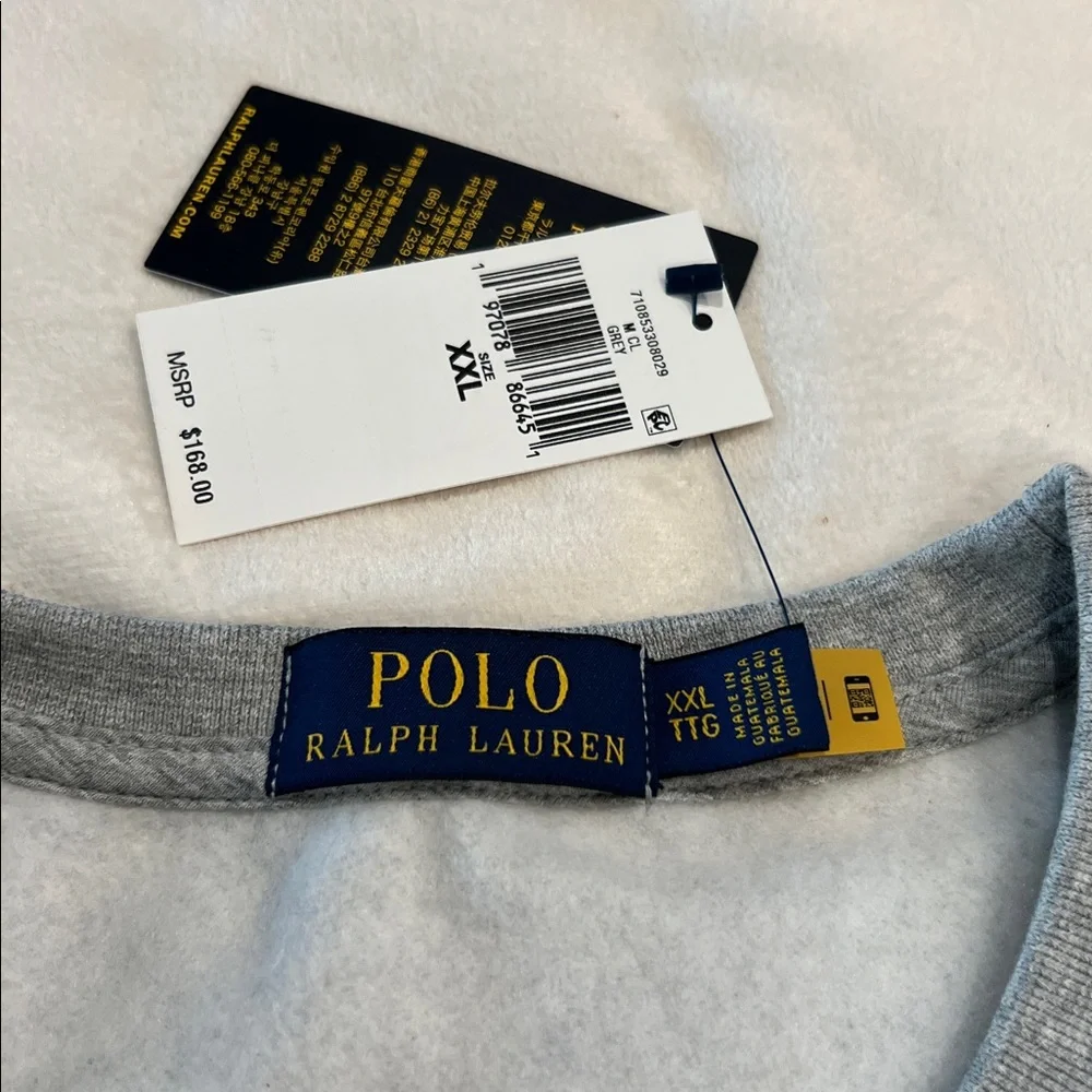 🎉Host Pick🎉2x Polo Ralph Lauren Grey Fleece Polo Bear Crewneck Sweatshirt - Picture 12 of 14